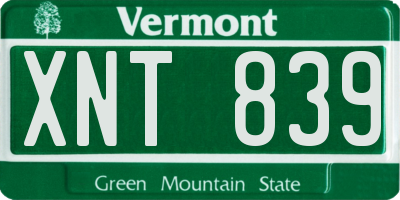 VT license plate XNT839