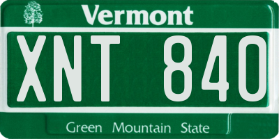 VT license plate XNT840