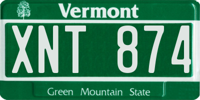 VT license plate XNT874