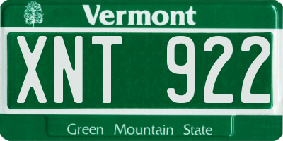 VT license plate XNT922