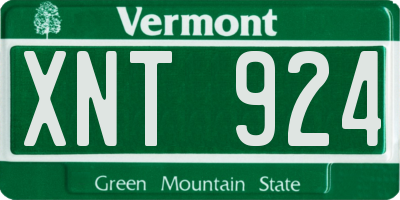 VT license plate XNT924
