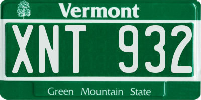 VT license plate XNT932