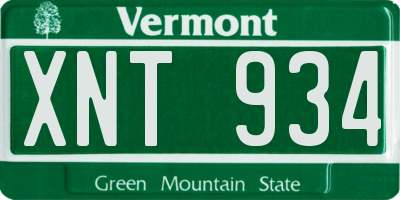 VT license plate XNT934