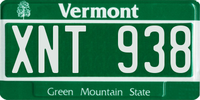 VT license plate XNT938