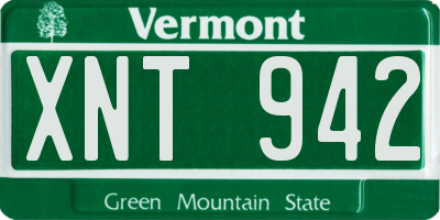 VT license plate XNT942