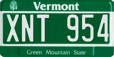 VT license plate XNT954