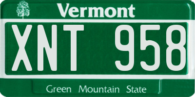 VT license plate XNT958