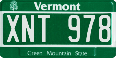 VT license plate XNT978