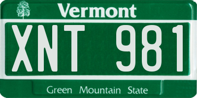 VT license plate XNT981