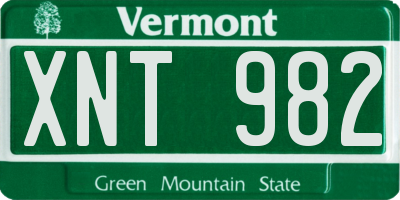 VT license plate XNT982