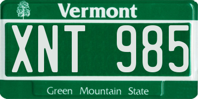 VT license plate XNT985