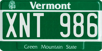VT license plate XNT986