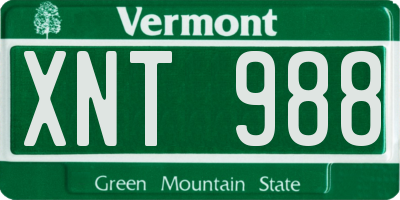 VT license plate XNT988