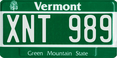 VT license plate XNT989