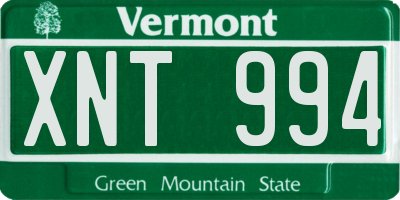 VT license plate XNT994