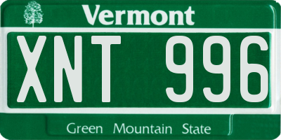 VT license plate XNT996