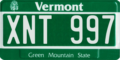 VT license plate XNT997