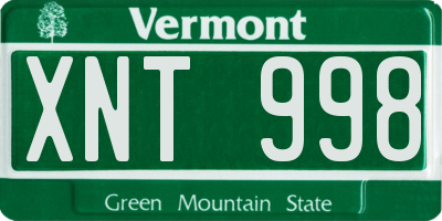 VT license plate XNT998