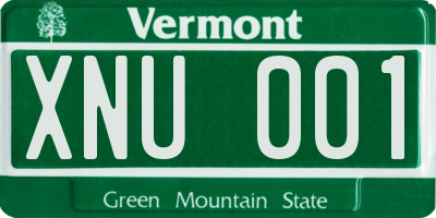 VT license plate XNU001