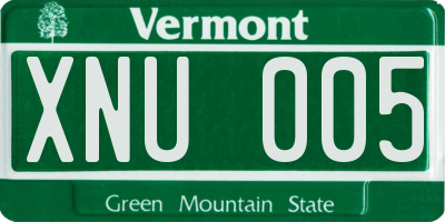 VT license plate XNU005