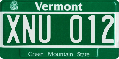 VT license plate XNU012