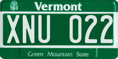 VT license plate XNU022