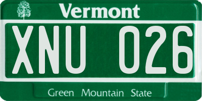 VT license plate XNU026