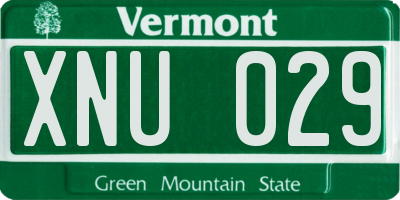 VT license plate XNU029