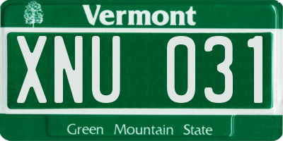 VT license plate XNU031