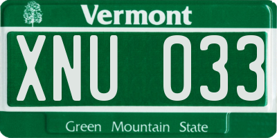 VT license plate XNU033