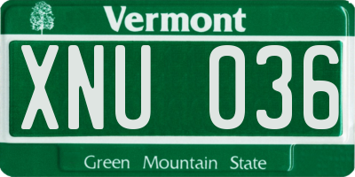 VT license plate XNU036