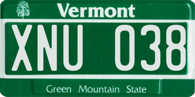 VT license plate XNU038