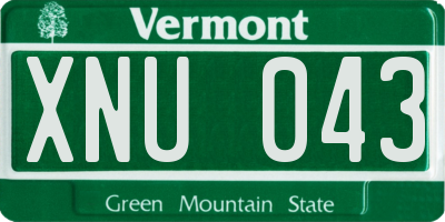 VT license plate XNU043