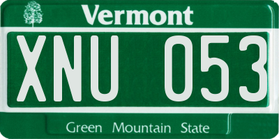 VT license plate XNU053
