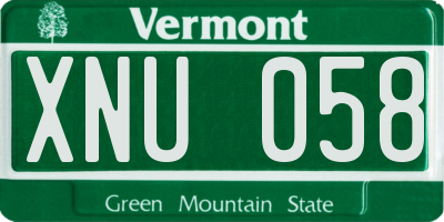 VT license plate XNU058