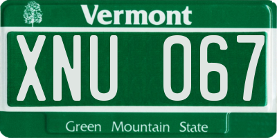 VT license plate XNU067