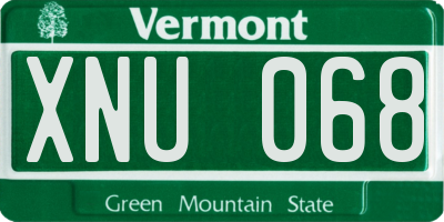 VT license plate XNU068