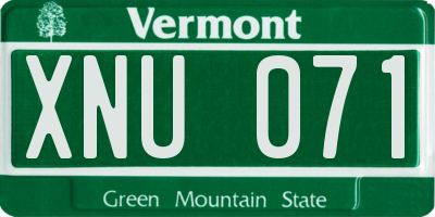 VT license plate XNU071