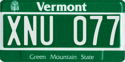 VT license plate XNU077
