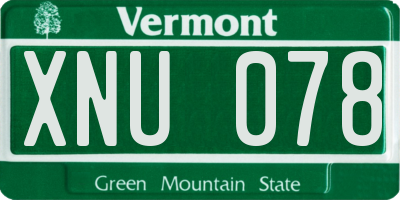 VT license plate XNU078