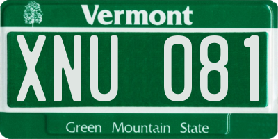 VT license plate XNU081