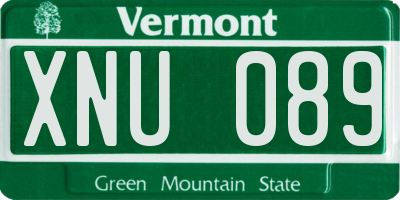 VT license plate XNU089