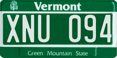 VT license plate XNU094