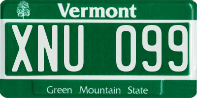 VT license plate XNU099
