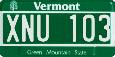 VT license plate XNU103