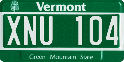 VT license plate XNU104