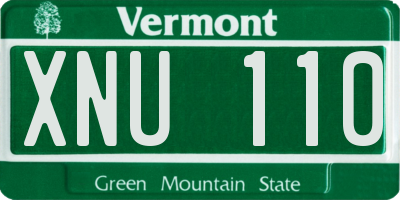 VT license plate XNU110