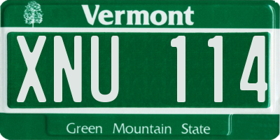 VT license plate XNU114