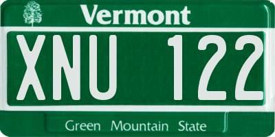 VT license plate XNU122