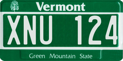 VT license plate XNU124